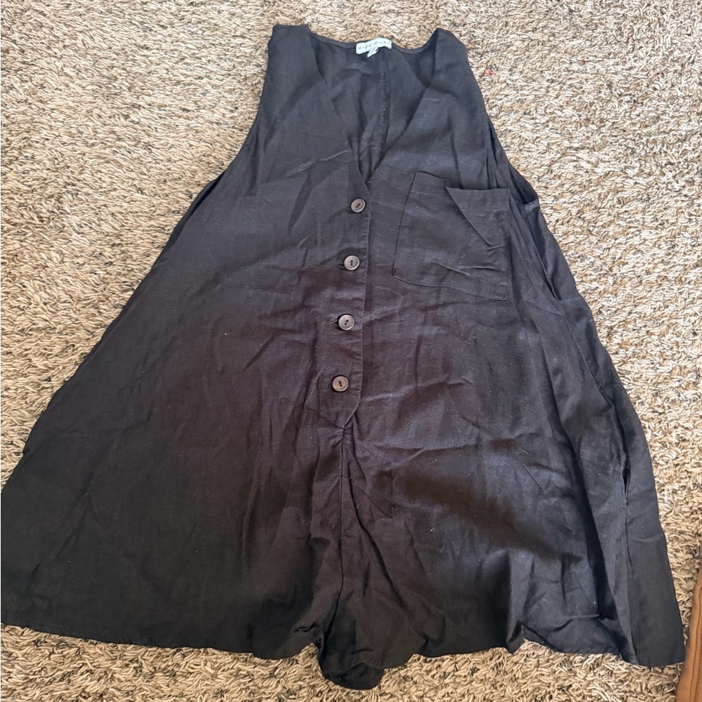 Black Button-Front Sleeveless Romper